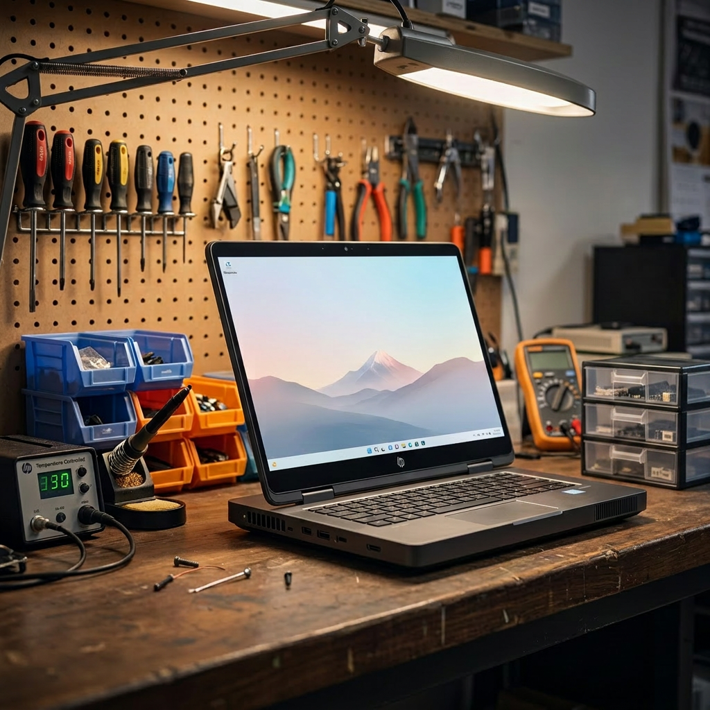 PC portable HP — Charnière réparée — après