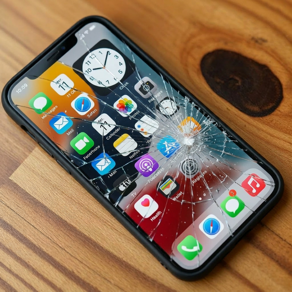 iPhone noir — Écran remplacé — avant
