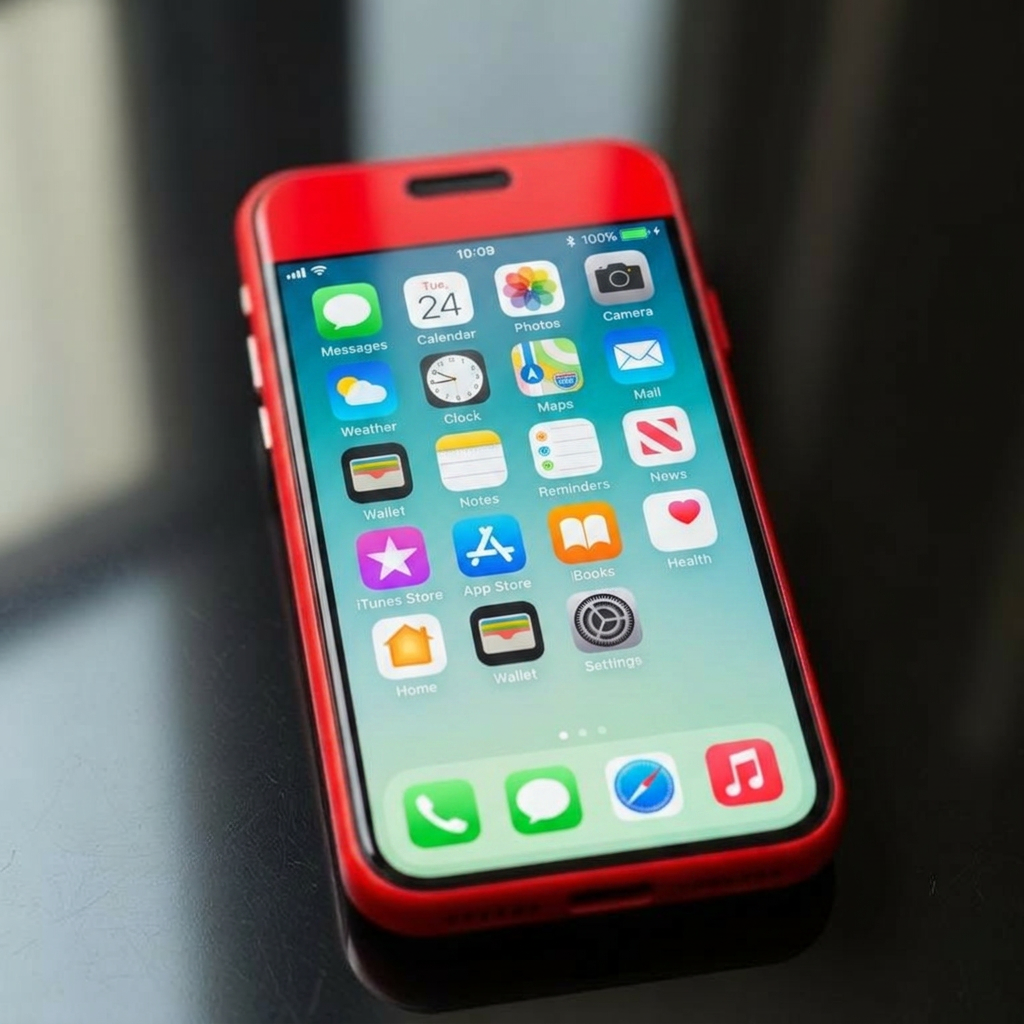 iPhone rouge — Batterie remplacée — après