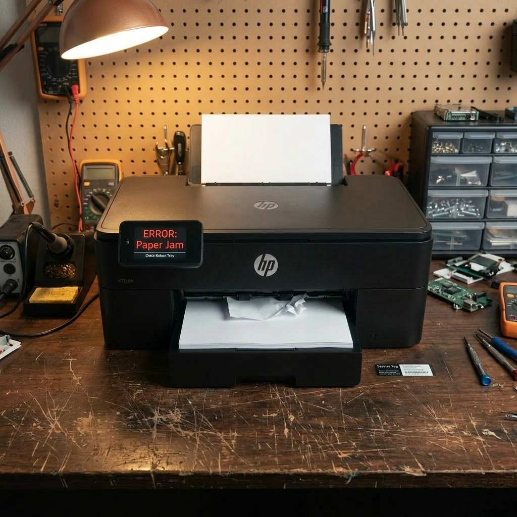 Imprimante HP — Bac papier — avant